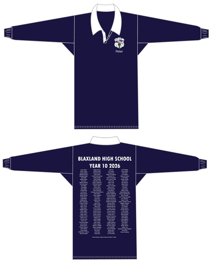 Blaxland High School 2026 Year 10 Leavers Rugby Jersey - 2ND ORDER