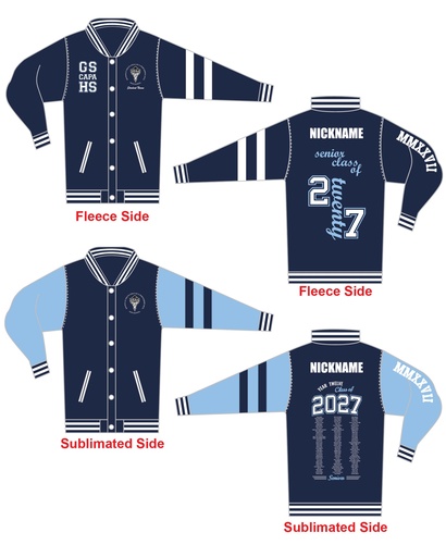 Granville SCPA High School 2027 Leavers Reversible Varsity Jacket
